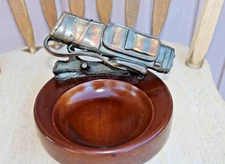Vintage Wood Ash Tray with Metal Golf Bag