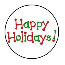 48 Happy Holidays ENVELOPE SEALS LABELS STICKERS 1.2" ROUND