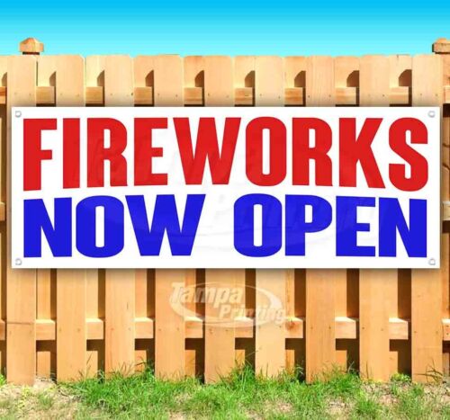 FIREWORKS NOW OPEN Advertising Vinyl Banner Flag Sign Many Sizes - Picture 1 of 6