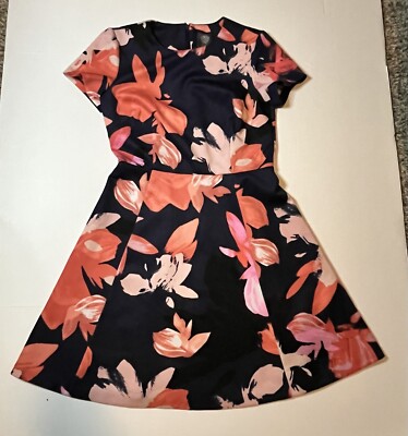 navy blue dress for baby girl Vince Camuto Floral Puff Sleeve A-Line Dress main image 0