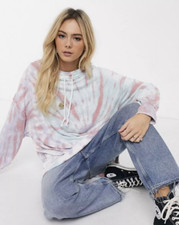 Free People Pink Best Catch Oversized Tie Dye Sweatshirt Sz L
