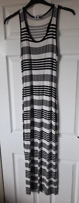 NEW LOOK Black White Stripe Sleeveless Maxi Dress Size UK 12 - Image 1 of 3
