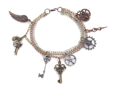SALE Unisex Mens Ladies Angel Wing Steampunk Gothic Style Charm Bracelet Bangle
