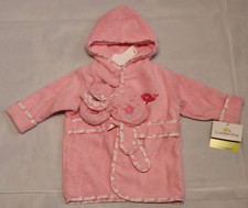CUDDLE TIME Baby Girl Hooded Terry Bathrobe With Booties Gift size 0-9M NWT 
