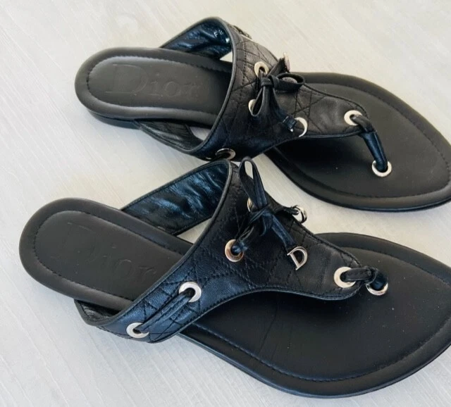 Chaussures Christian Dior 39 cuir noir avec ton argent détails bon état