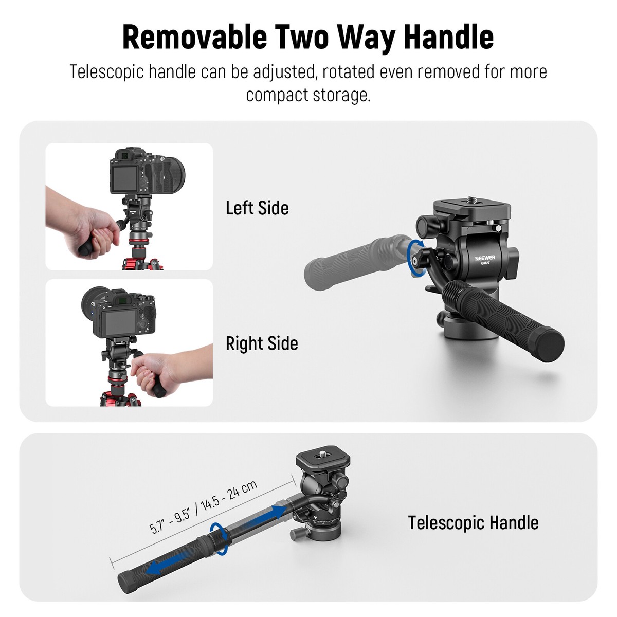 NEEWER Tripod Fluid Head With /-10° Leveling Base(⌀37), Etal Pan - View #9