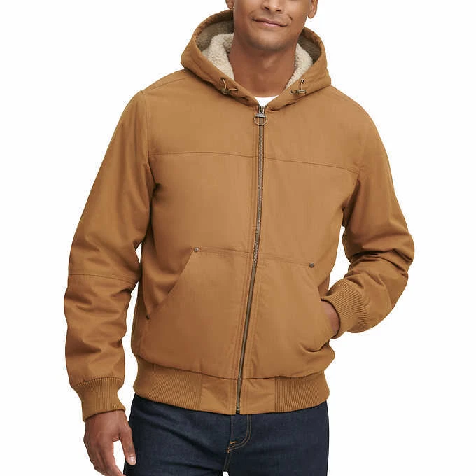G.H. Bass & Co. Men's Sherpa Lined Canvas Jacket Brown