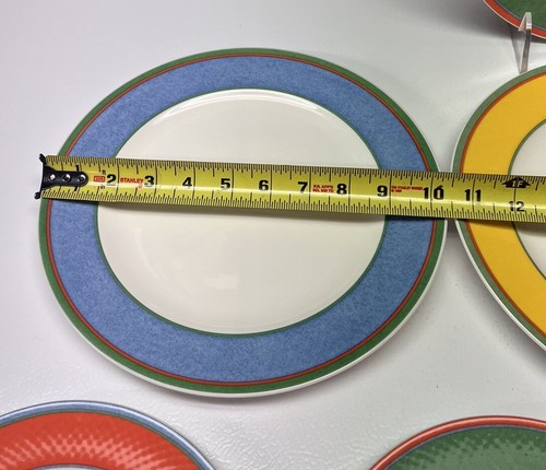 VILLEROY BOCH Tipo Viva Dinner Salad Plates Red Blue Green Yellow 4 Of Each NWTS - Picture 2 of 14