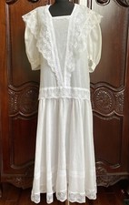 Vintage Jessica McClintock Bridal Dress Sz 8 Boho Prairie Victorian Lace