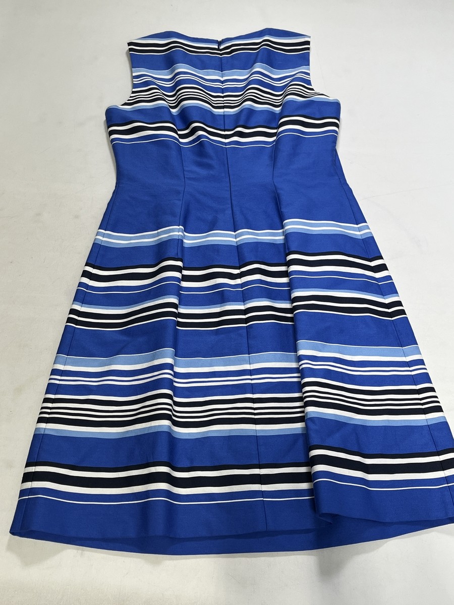 Womens Blue Les Copains Blue Stripe Sleeveless Dress Size 4 NEW Womens Blue Les Copains Blue Stripe Sleeveless Dress Size 4 NEW