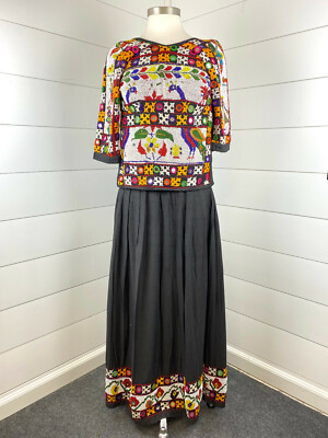 Vintage Kuchi Tribal Banjara Ethnic Belly Dance Beaded Choli Top Skirt  Dress