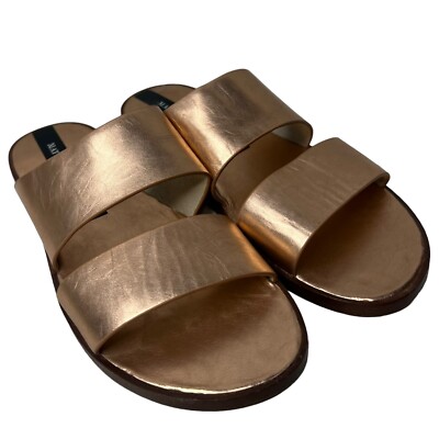 Matt Bernson Women Size 7 Cooper Rose Gold Havana Slide Slip on Sandals Flat