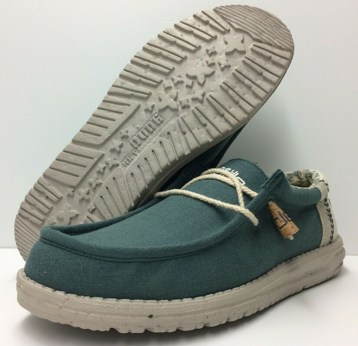 Hey Dude Wally Linen Natural Teal 