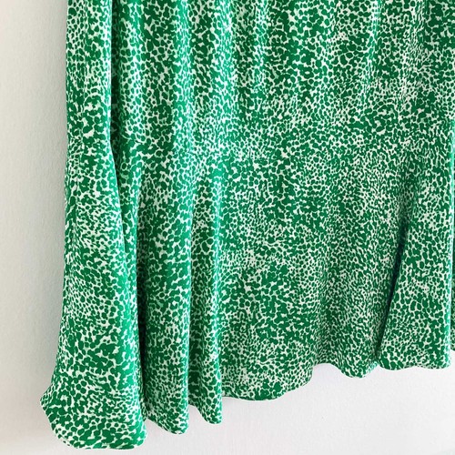 Whistles Skirt Size 14 Green Animal Print Frill Hem Midi Lightweight - Picture 15 of 18