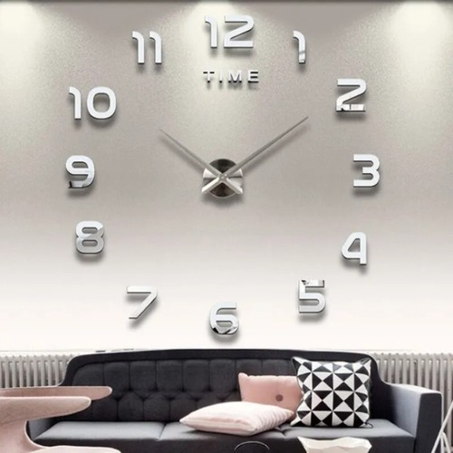 GMMH Orologio Da Parete Fai-da-te XXL 100-130 Cm - Design 3D In Acciaio E Vinile Autoadesivo - Lancette Lunghe 31 E 39 Cm - Batteria AA Non Inclusa - 4