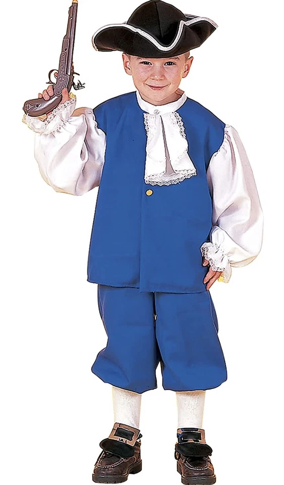 Disfraz Colonial Niño Ben Franklin Pionero Niño Chaleco Bragas Azul Mediano 8-10 Foto 2 de 2