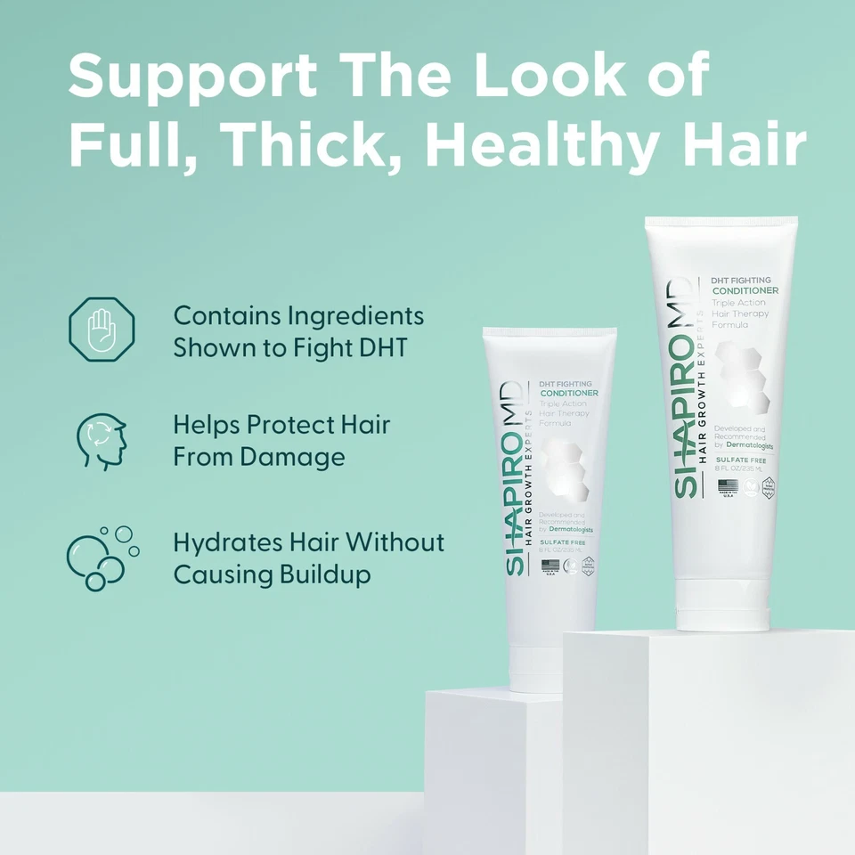 Acondicionador de pérdida de cabello Shapiro MD, fórmula vegana, bloqueadores DHT para adelgazamiento del cabello Foto 3 de 4