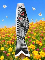 Japanischer Karpfen 55 Cm 1 StüCk Schwarz | Windsack Windspiel Deko Garten Fisch