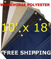10' x 18' Workhorse Polyester Waterproof Breathable Canvas Tarp