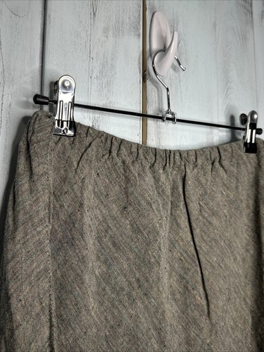 CP SHADES MIDI SKIRT GRAY MULTI STRIPED PURE IRISH LINEN ELASTIC WAIST BOHO SZ M - Picture 2 of 9