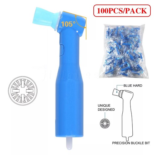 100 pcs Dental Disposable Prophy Angles soft 105° Angle Latex Free blue - Bild 11 von 24