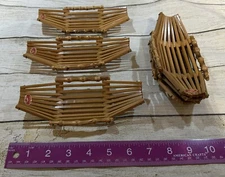 Set 6 Vintage Japanese Bamboo OSHIBORI TRAY Sushi Meal Wet Towel Holder Boat TbC