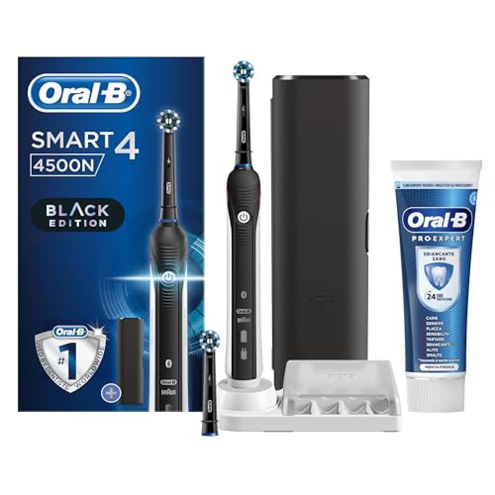 Oral-B Spazzolino Elettrico Ricaricabile Smart 4 4500 Nero, 2 Testine, 1 Custodi