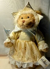 Vtg 17" Christmas Star FAIRY Plush Bear Gold Dress Wand Free Standing  #F.  HI#3