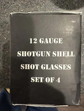 OLD SOUTHERN BRASS 12 GAUGE SHOTGUN SHELL SHOT GLASSES SET OF 4 NEW