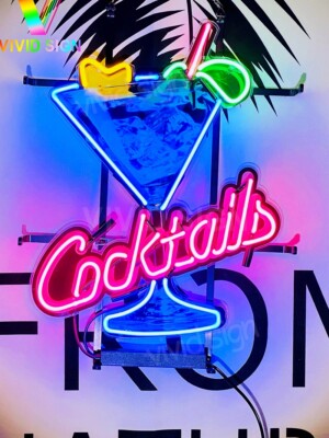 Cocktails Martini Beer 20''x15'' Neon Light Lamp Sign With HD Vivid Printing AA