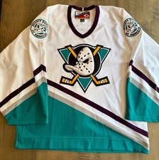 Anaheim Mighty Ducks Pro Player Size 56G White Jersey w/NHL2000 patch!