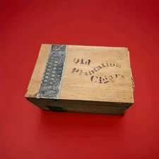 VINTAGE WOODEN OLD PLANTATION CIGAR BOX GEORGE F SLADE BOSTON MA WITH TAX STAMP 