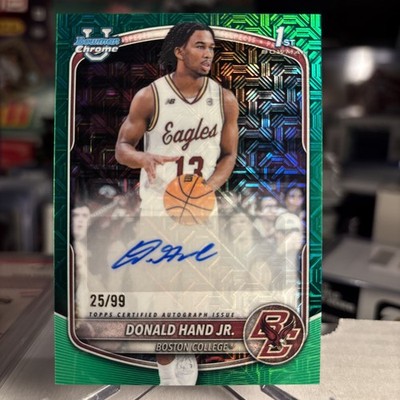 25-26 Bowman University Donald Hand 1st AUTO Green Mojo Refractor SSP /99  MINT