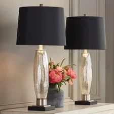 Landro Modern Table Lamps 27 1/2" Tall Set of 2 Mercury Glass for Bedroom House