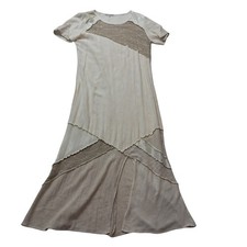 VTG Spencer Alexis Maxi Dress Womens 8 Cream Asymmetric Lagenlook Patchwork Boho