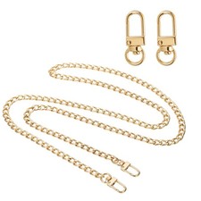 47.2" Flat Purse Chain Strap, Lobster Swivel Trigger Clips Style1, Gold