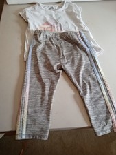 Adidas Girl's 2 piece shirt and leggings size 5. multicolored