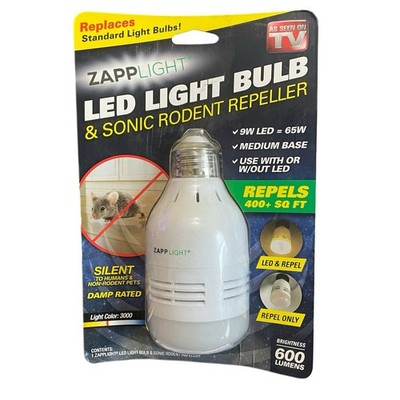 ZAPPLIGHT LED Light Bulb And Sonic Rodent Repeller 600 Lumens 9w Medium Base