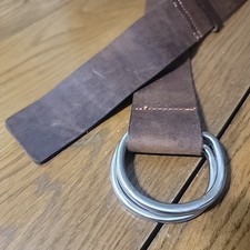 Vintage Extra Wide 2.25" Rugged Leather D Ring Belt Size S Distressed India