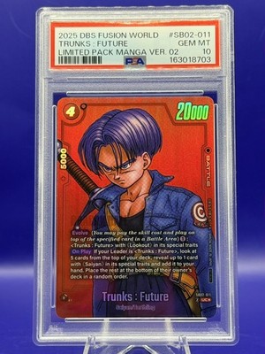 Dragon Ball Fusion World Trunks Future Red Manga SB02-011 PSA 10