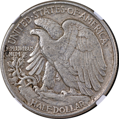 1944年 米国初日カバー 額装 Franklin Mint系 汽車銀色 1944 Walking Liberty Half NGC XF40 Mint ERROR - Struck in Staple