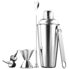 NIB FineDine Cocktail Shaker Set 7 Piece Cocktail Making Bar Set Stainless Steel
