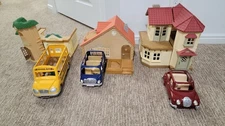 Calico Critters Sylvanian Families Lot Country Home Tree School Cabin Bus Cruise