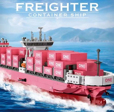 1446 Teile Rosa Fracht Container Schiff Bausteine Set