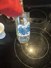 Vintage Smurfs Glass Set with Baker, Smurfette And Handy Smurf Designs 1983