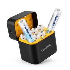 8 Pack Rechargeable Lithium ion AA Batteries with 2.5H Fast Charger, 3000mWh ...