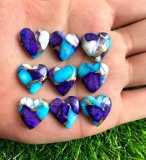  WHOLESALE RARE VIOLET COPPER TURQUOISE CABOCHON HEART SHAPE LOOSE GEMSTONE