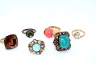 6pc Vtg Costume Jewelry Ring Lot