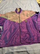 Vintage 1990’s Dylan Windbreaker Purple Multi Color XXL Made In USA Athletic