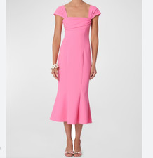 Carolina Herrera Midi Dress sz 8 Cap Sleeve Trumpet Midi Pink $1890